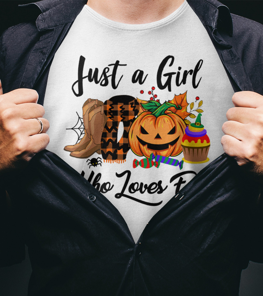 Just A Girl Who Loves Fall With Pumpkin And Boots T-Shirt