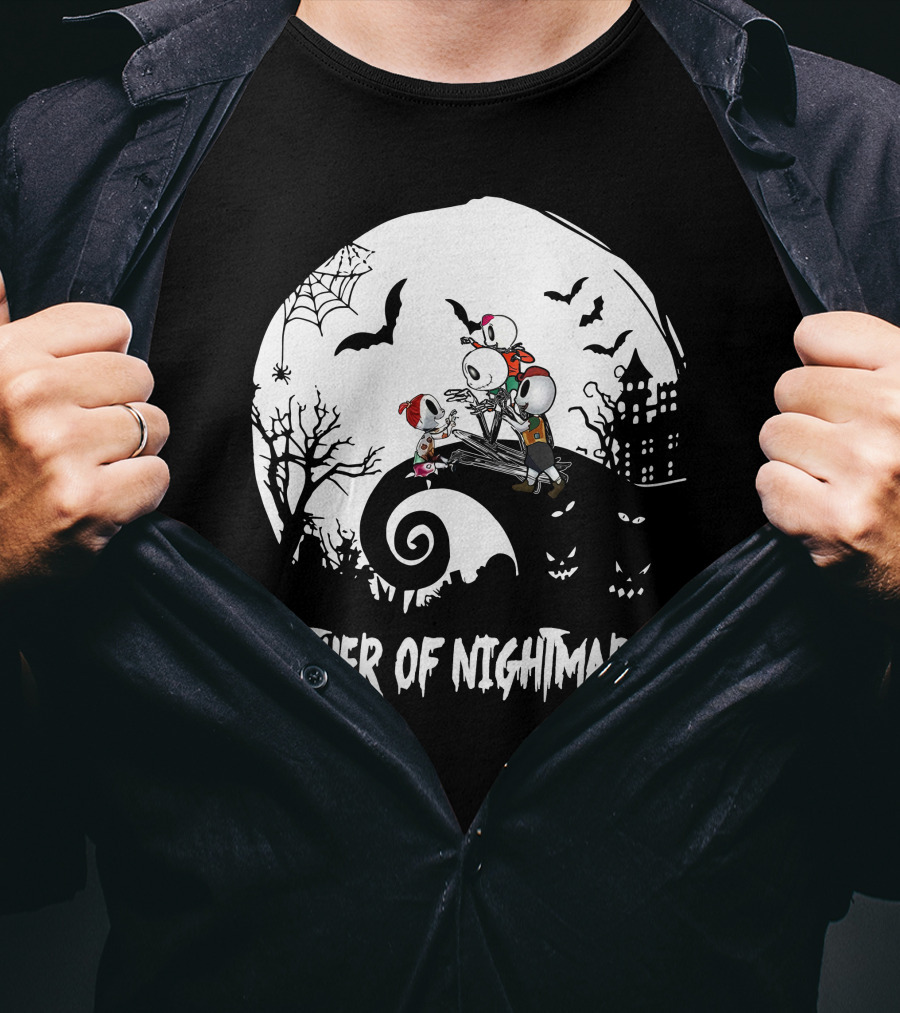 Father Of Nightmares Halloween Skeletons Spooky Scene T-Shirt