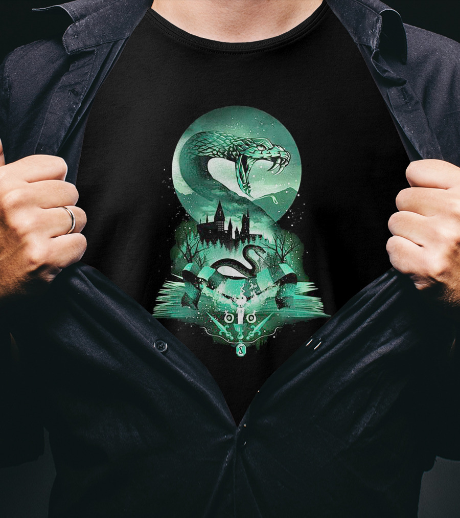 Snakes Hogwarts Slytherin Moon Magic T-Shirt