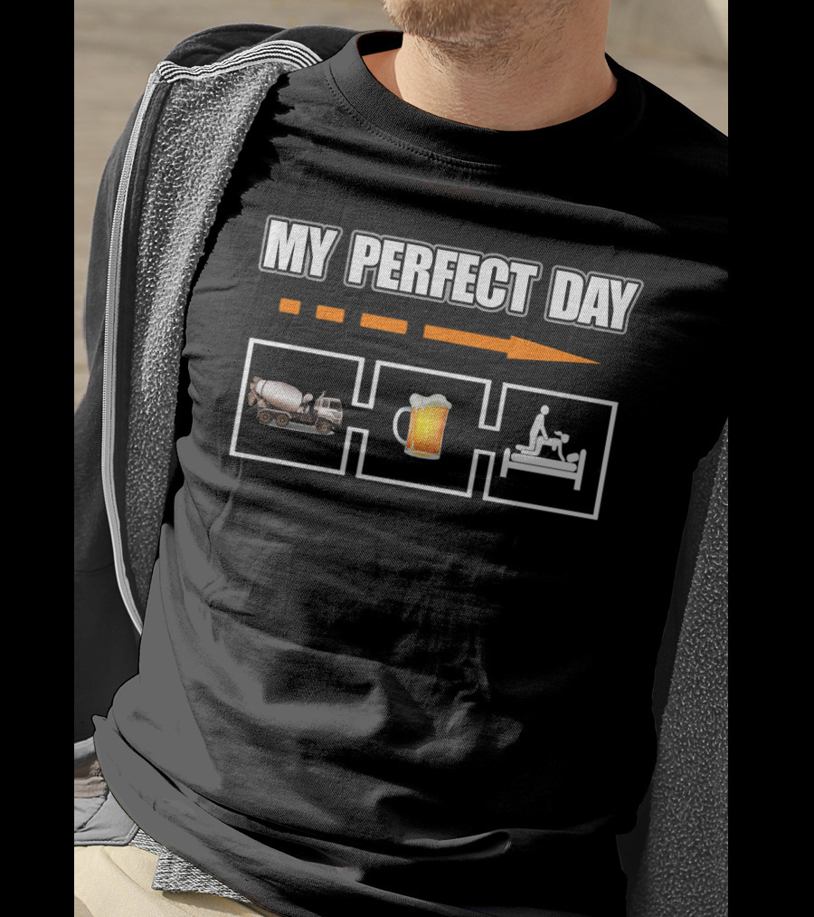 My Perfect Day Concrete Mixer Beer Icons T-Shirt
