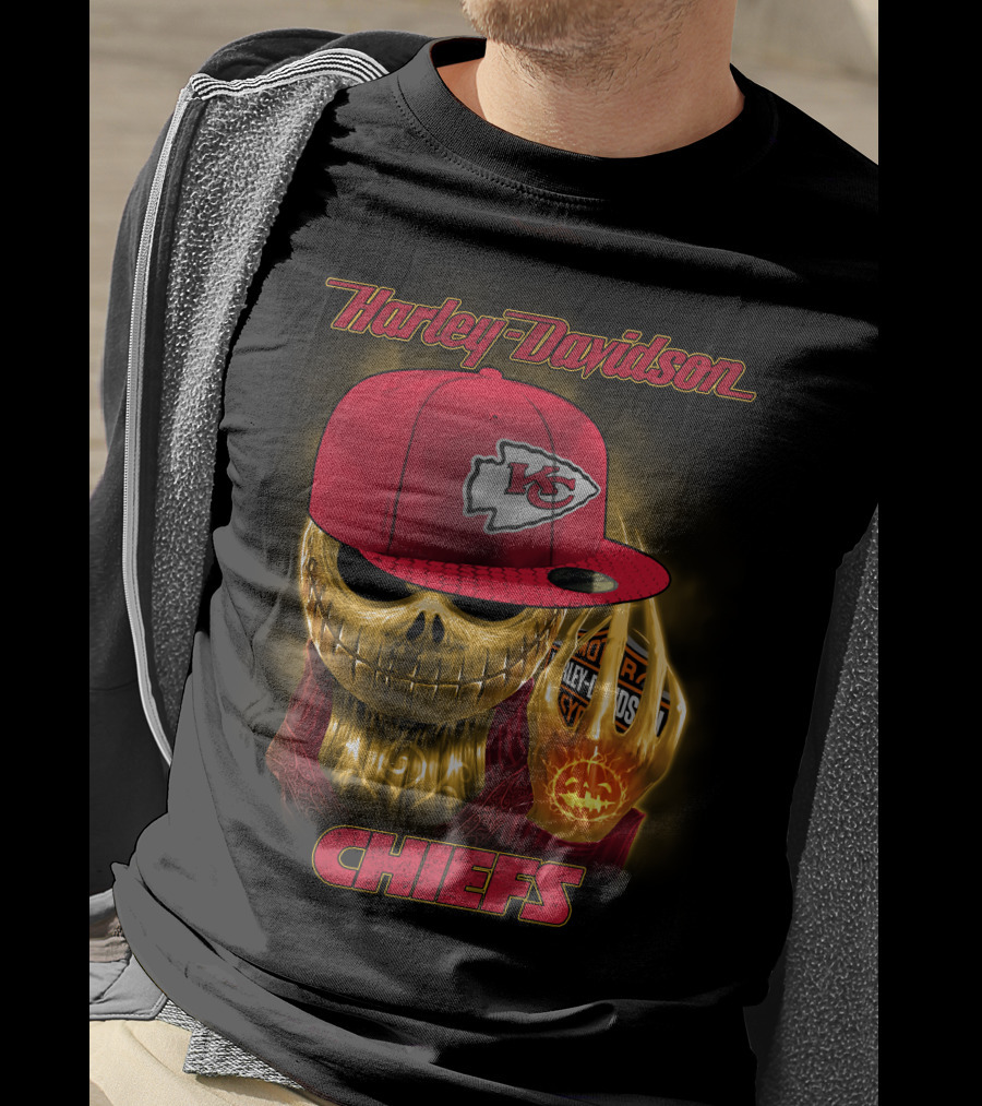 Harley Davidson Chiefs Kansas City Chiefs Hat Skull Halloween T-Shirt