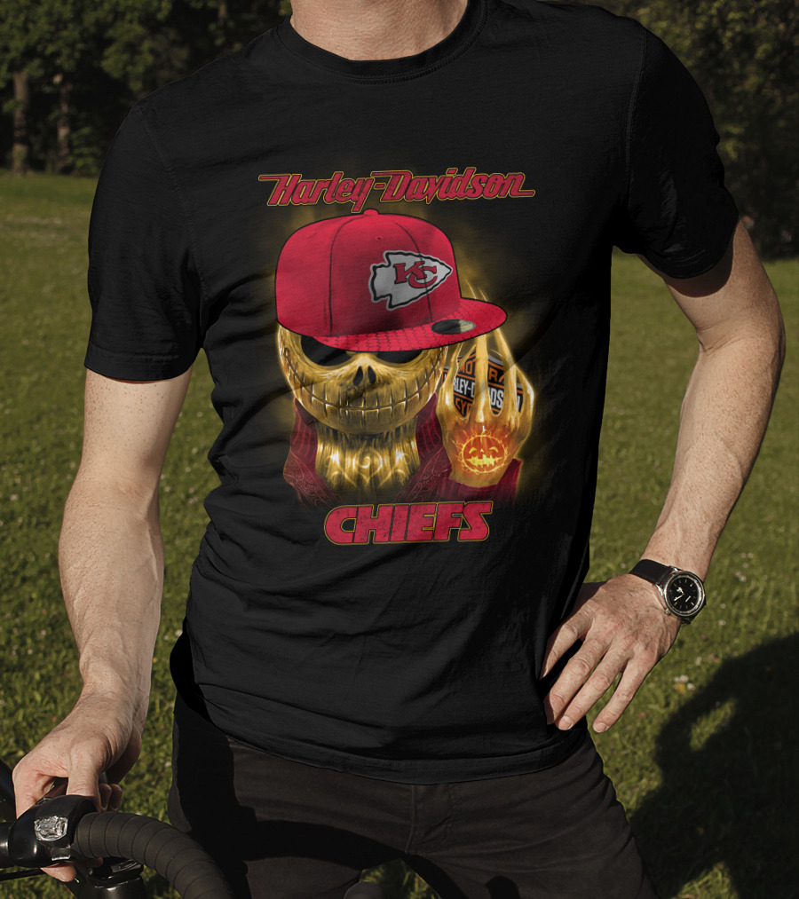 Harley Davidson Chiefs Kansas City Chiefs Hat Skull Halloween T-Shirt