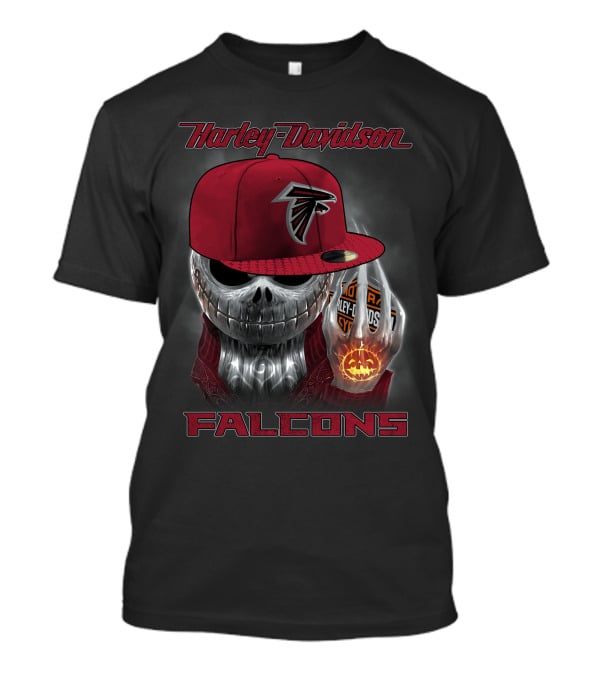 Harley Davidson Atlanta Falcons Skull With Cap T-Shirt