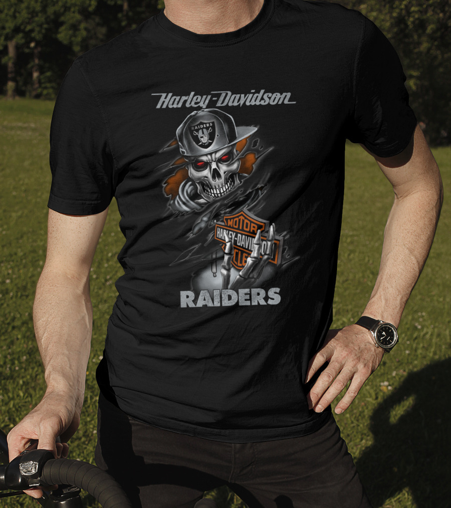 Harley Davidson Raiders Skeleton With Hat T-Shirt