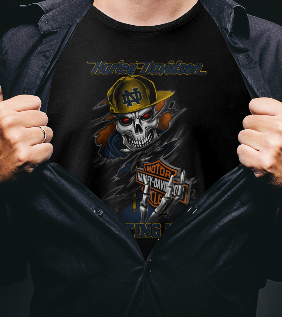 Harley Davidson Notre Dame Fighting Irish Skull T-Shirt