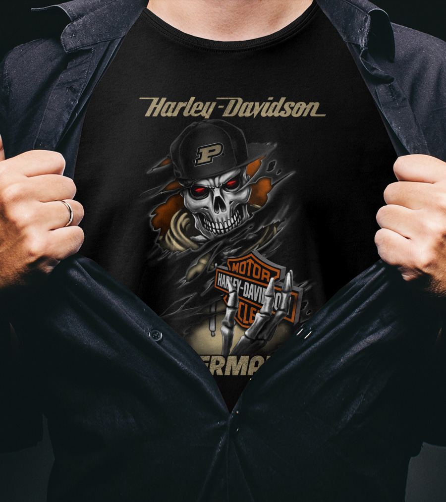 Harley Davidson Boilermakers Purdue Skull Motorcycles T-Shirt