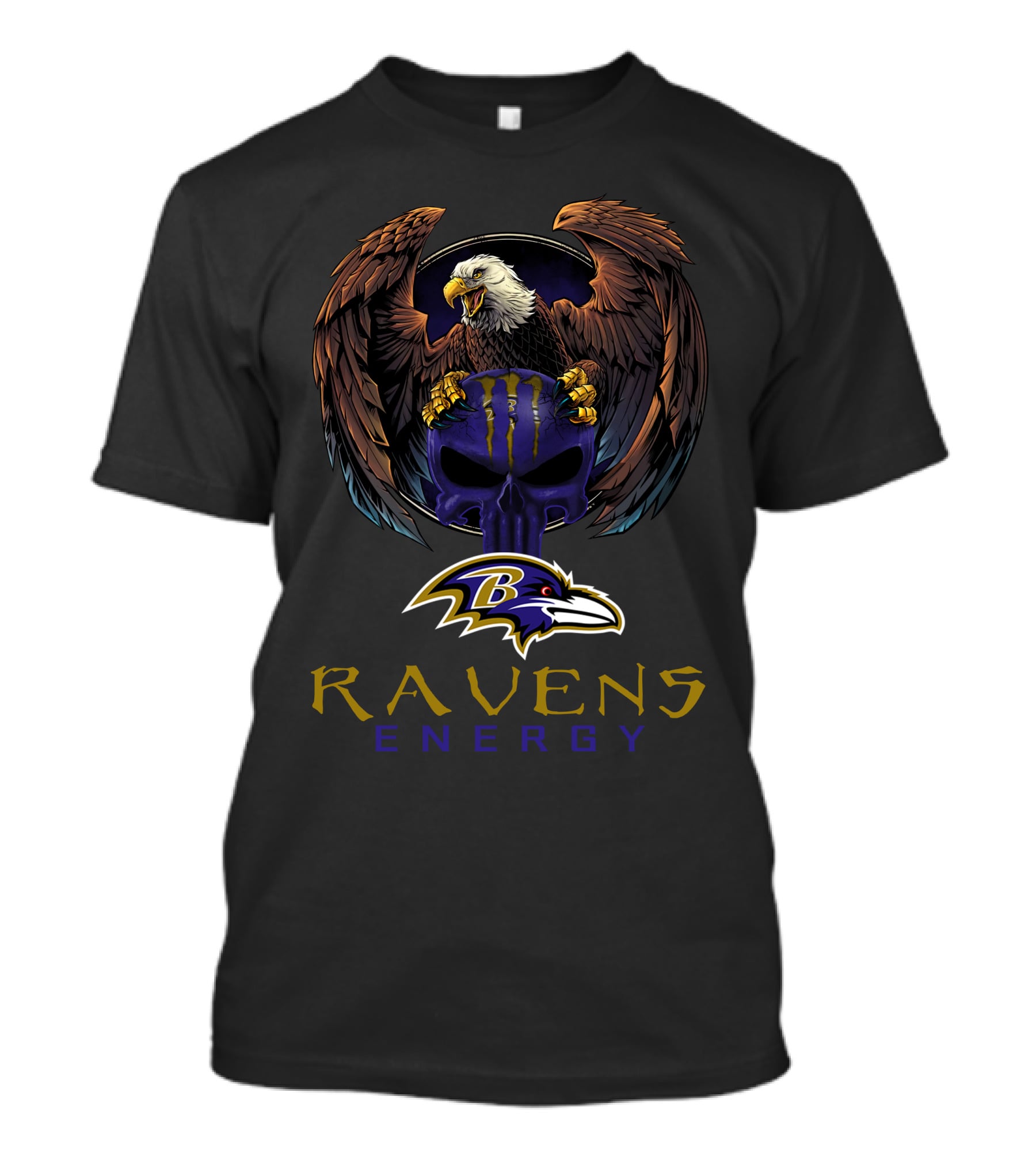 Ravens Energy Baltimore Ravens Logo Eagle Skull Monster Claw T-Shirt