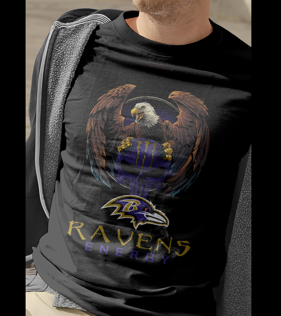 Ravens Energy Baltimore Ravens Logo Eagle Skull Monster Claw T-Shirt
