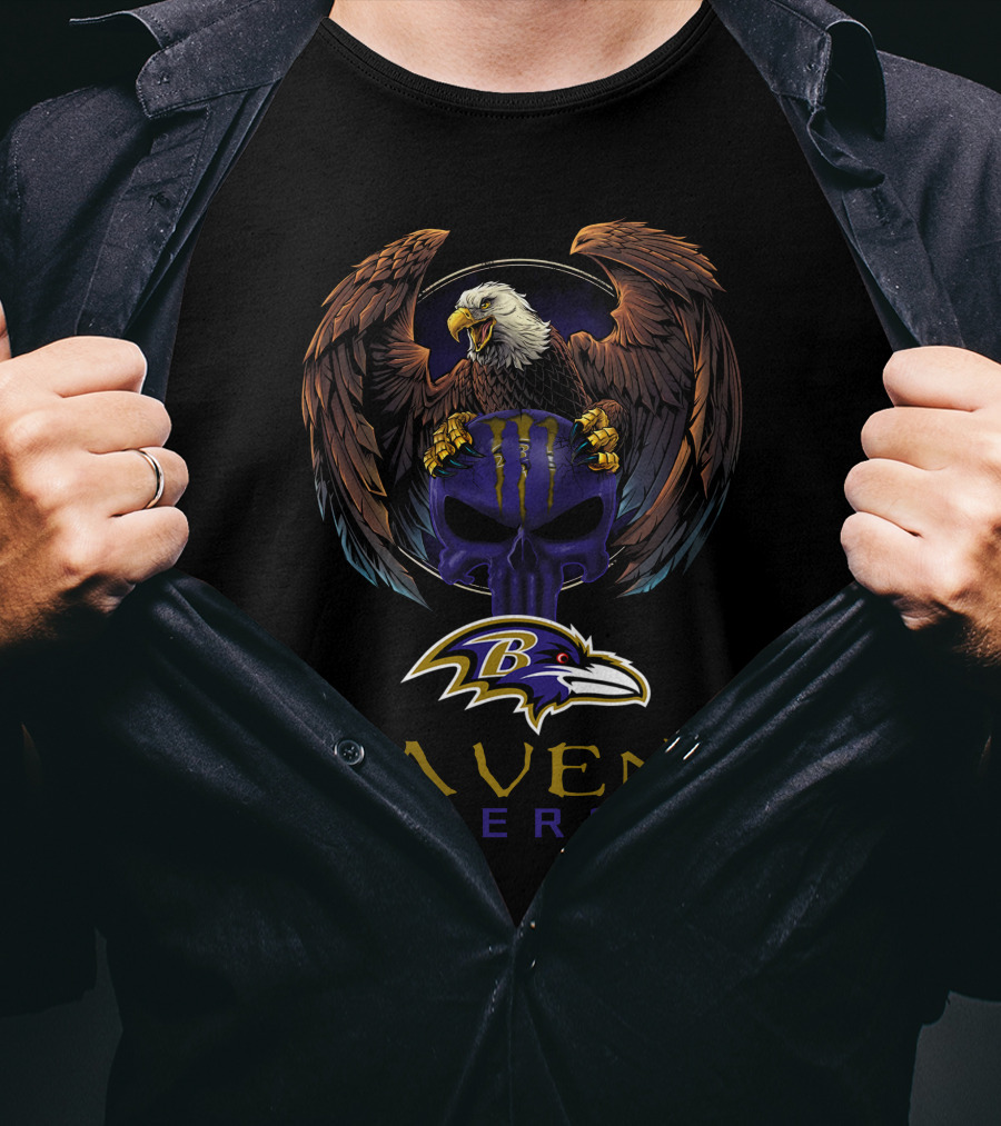 Ravens Energy Baltimore Ravens Logo Eagle Skull Monster Claw T-Shirt
