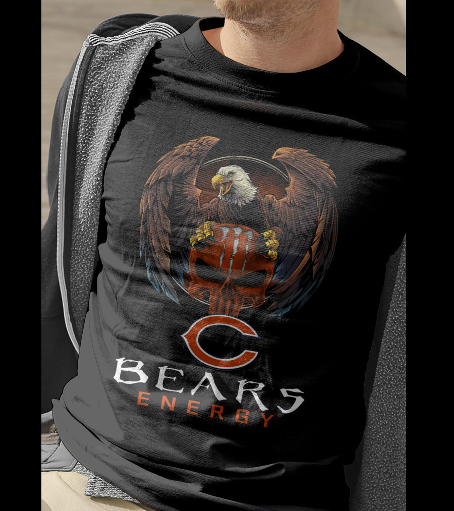 Chicago Bears Energy C Logo Eagle Skulls T-Shirt