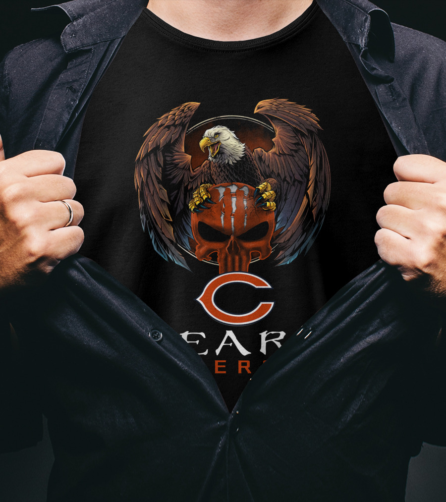 Chicago Bears Energy C Logo Eagle Skulls T-Shirt