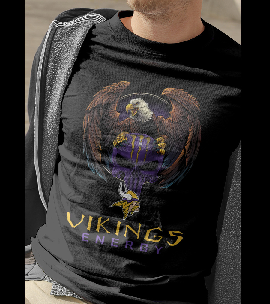 Vikings Energy Monster Eagle Skull Minnesota Vikings T-Shirt