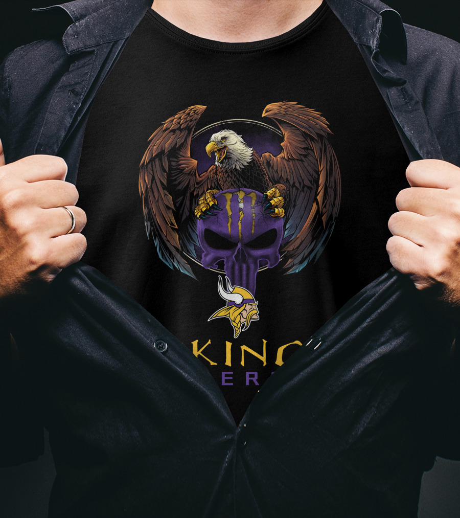 Vikings Energy Monster Eagle Skull Minnesota Vikings T-Shirt