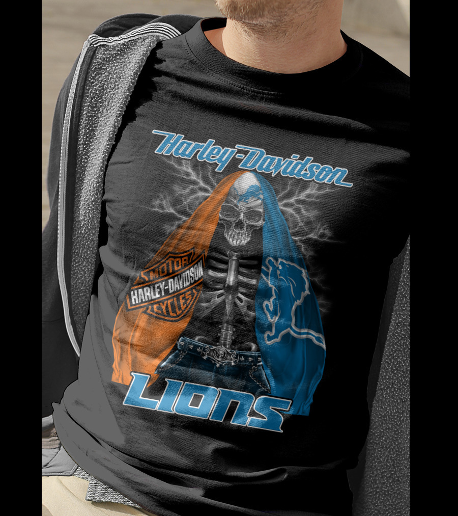 Harley Davidson Motorcycles Detroit Lions T-Shirt