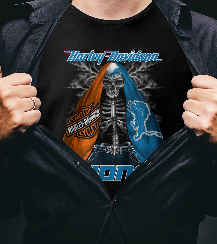 Harley Davidson Motorcycles Detroit Lions T-Shirt