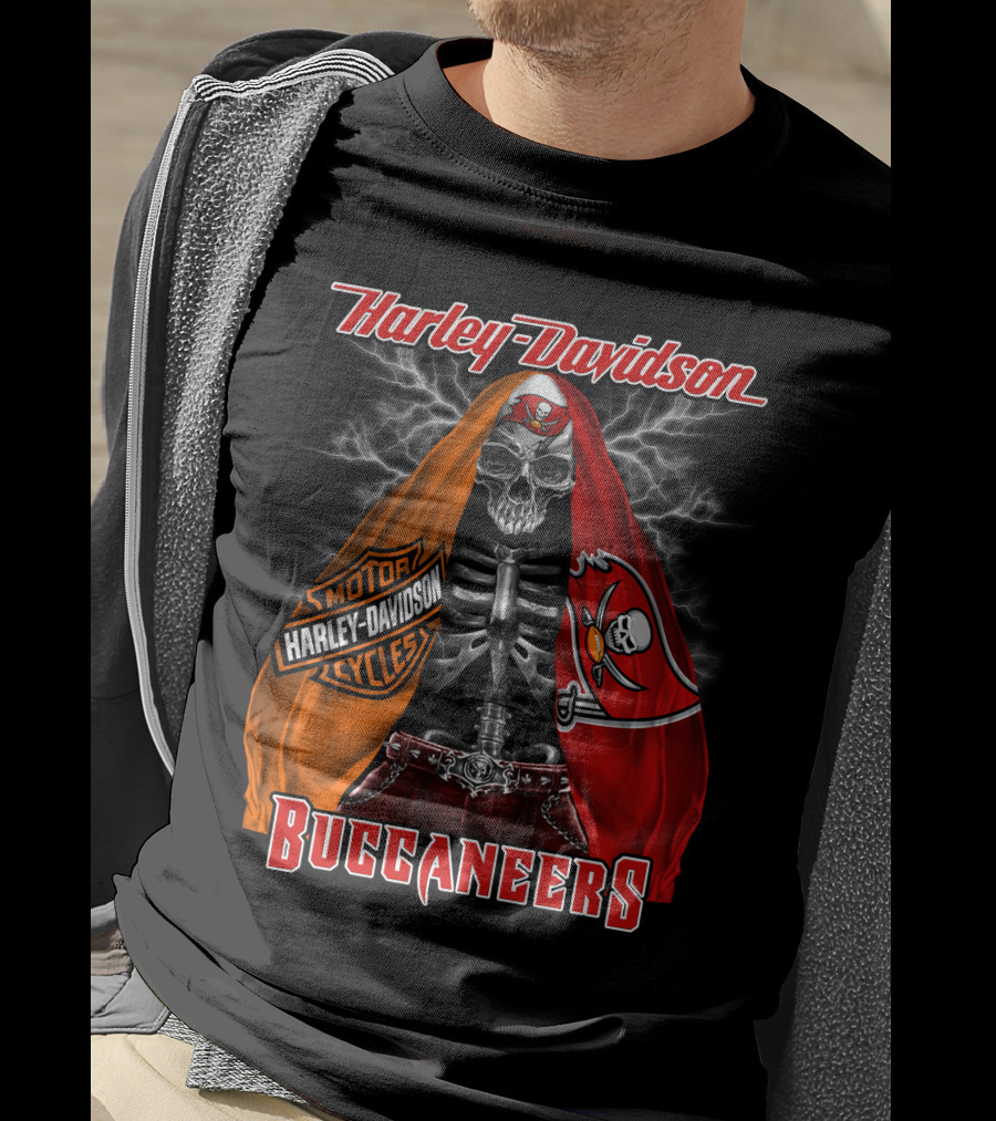 Harley Davidson Buccaneers Skeleton Lightning Tampa Bay_Hd0903 T-Shirt