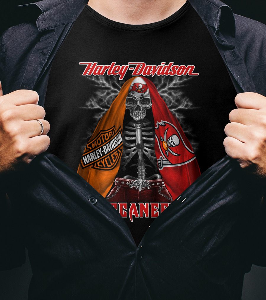 Harley Davidson Buccaneers Skeleton Lightning Tampa Bay_Hd0903 T-Shirt
