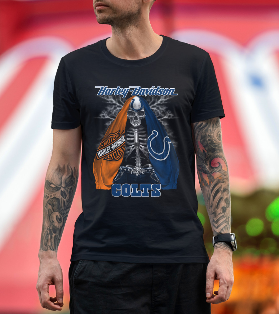 Harley Davidson Motorcycles Skull Indianapolis Colts T-Shirt