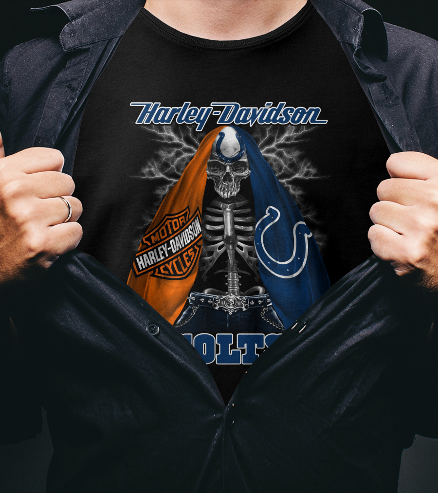 Harley Davidson Motorcycles Skull Indianapolis Colts T-Shirt