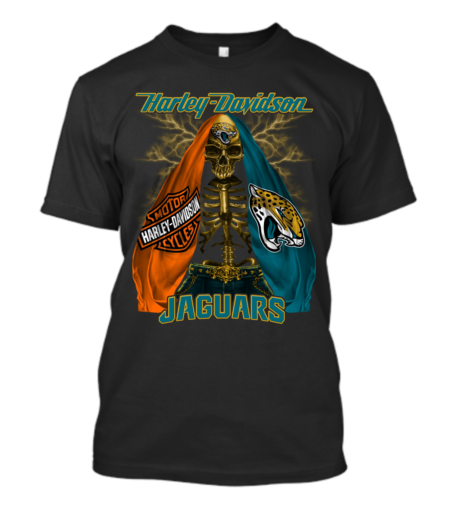 Harley Davidson Motorcycles Skull Jacksonville Jaguars T-Shirt