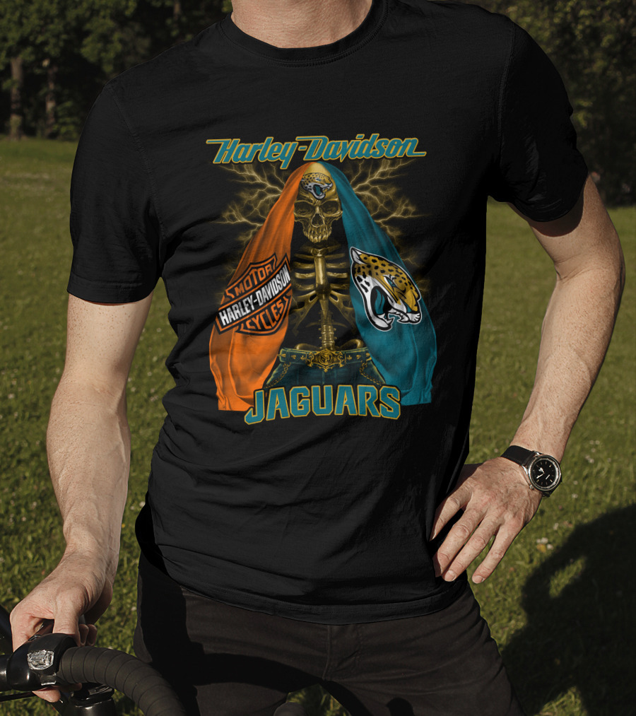 Harley Davidson Motorcycles Skull Jacksonville Jaguars T-Shirt