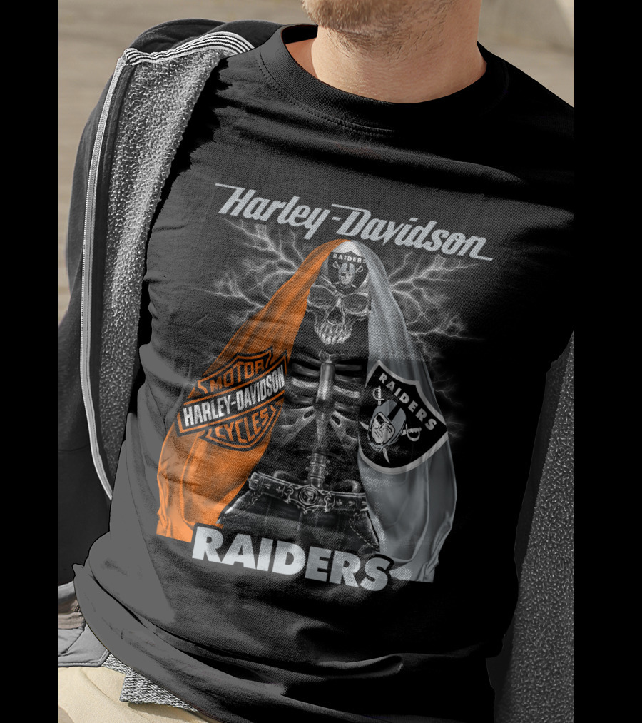 Harley Davidson Raiders Skeleton Hd0903 Las Vegas Raiders T-Shirt