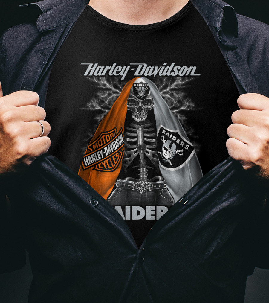 Harley Davidson Raiders Skeleton Hd0903 Las Vegas Raiders T-Shirt