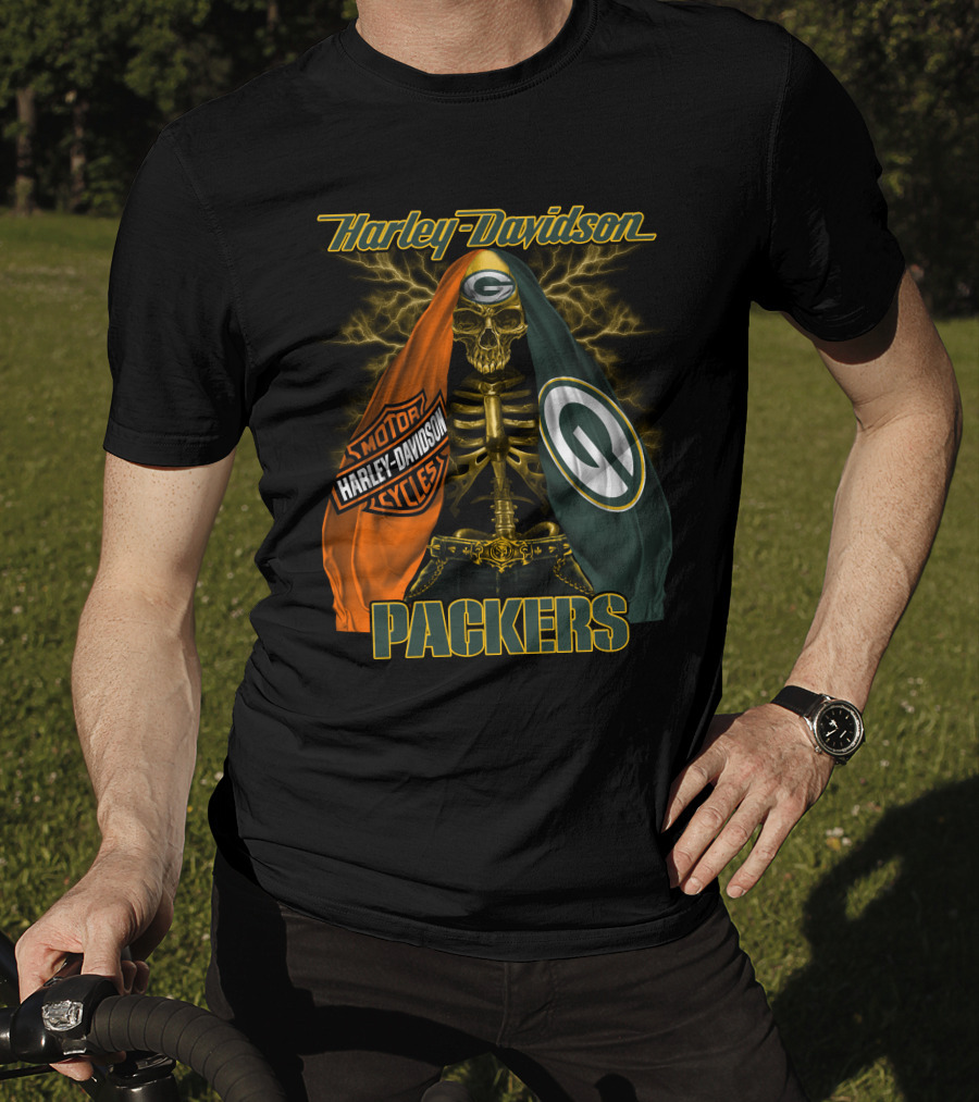 Harley Davidson Green Bay Packers Skeleton T-Shirt