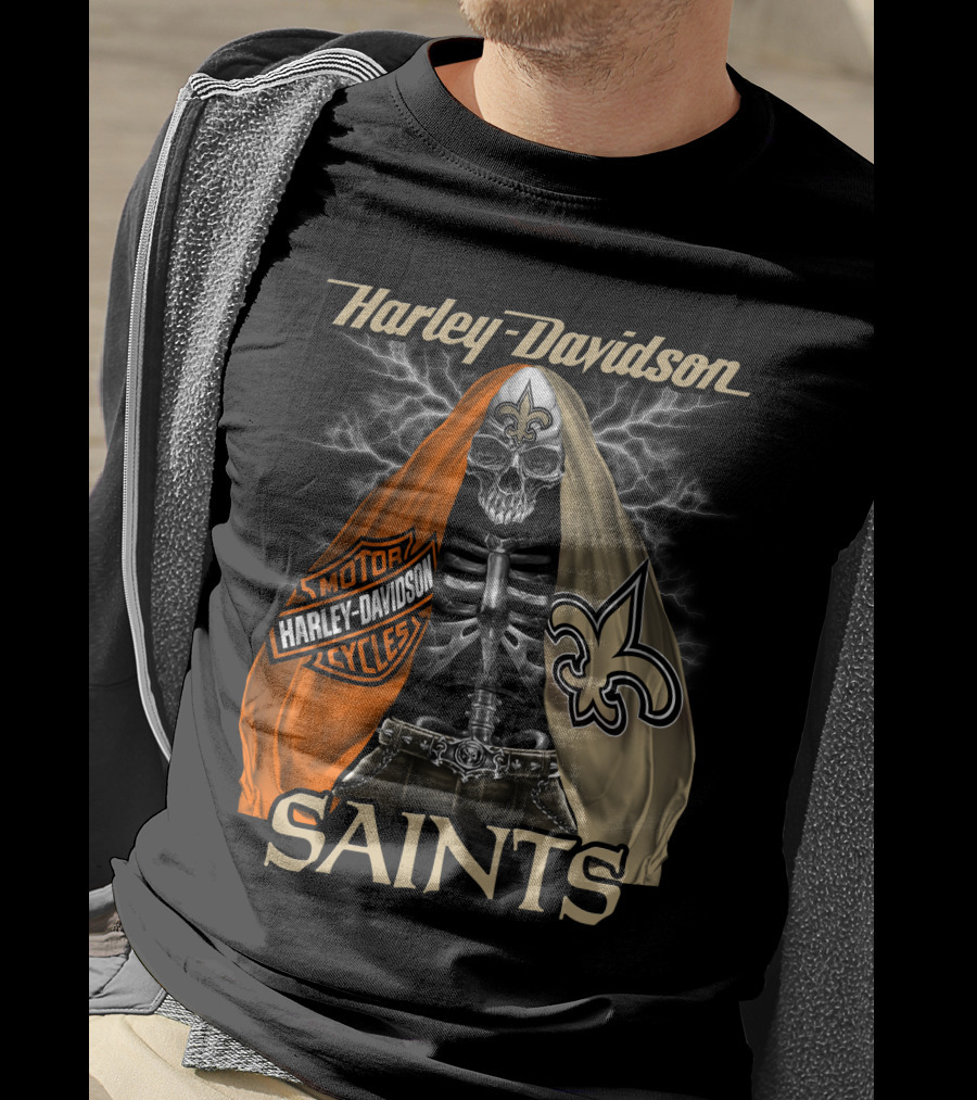 Harley Davidson Motorcycles New Orleans Saints T-Shirt