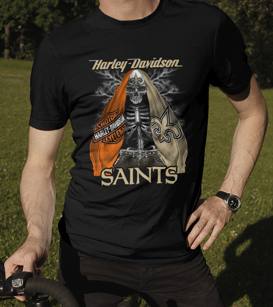 Harley Davidson Motorcycles New Orleans Saints T-Shirt
