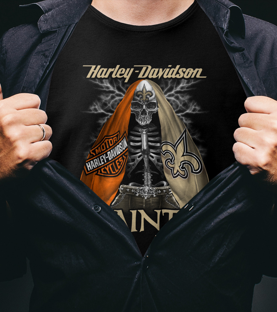 Harley Davidson Motorcycles New Orleans Saints T-Shirt