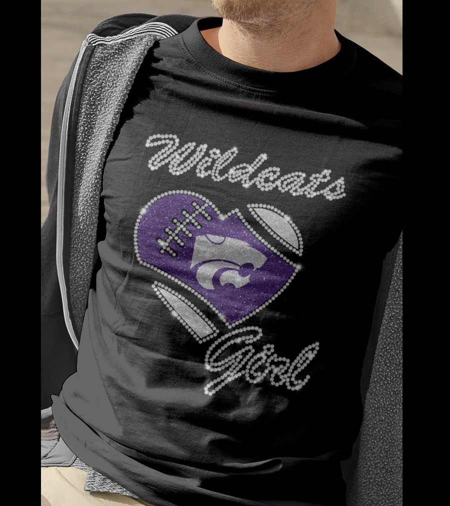 Wildcats Girl Kansas State Heart Football T-Shirt