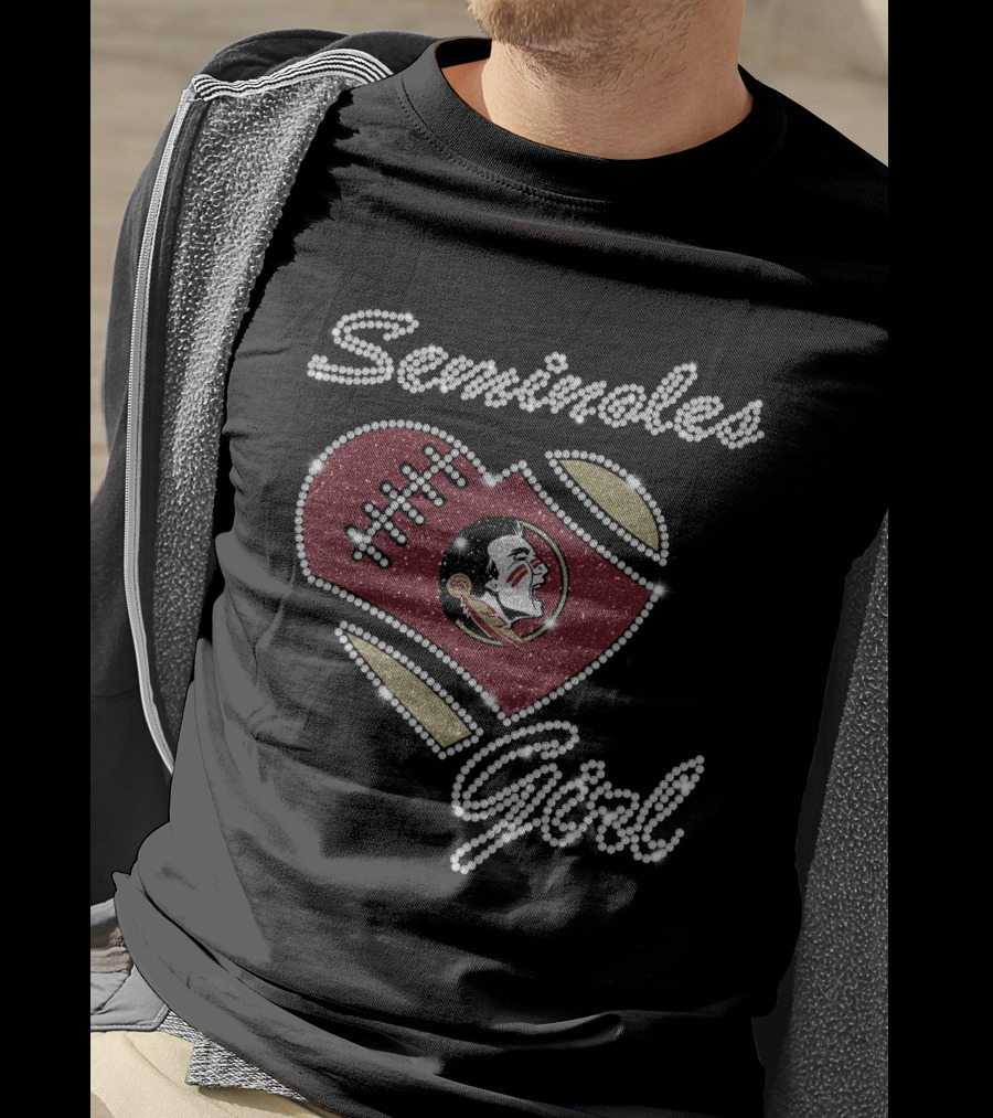 G1003 Florida State Seminoles Girl Football Heart T-Shirt