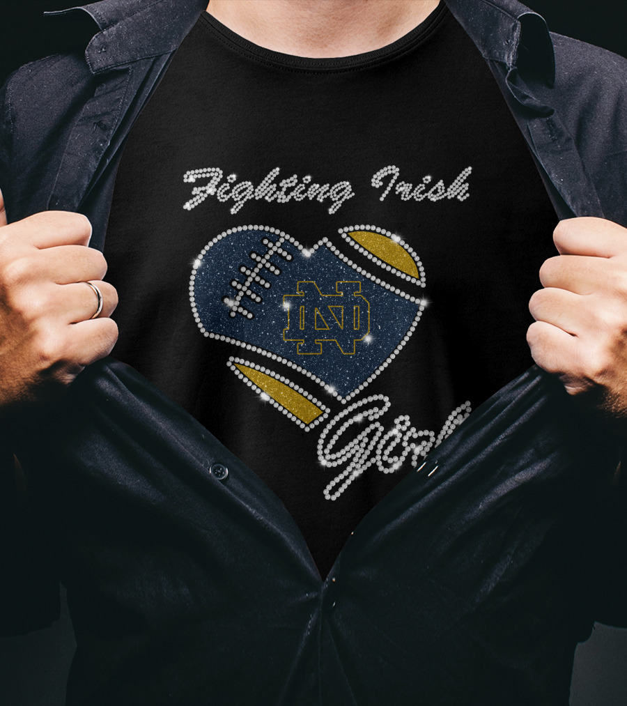 G1003 Notre Dame Fighting Irish Football Heart Girl T-Shirt