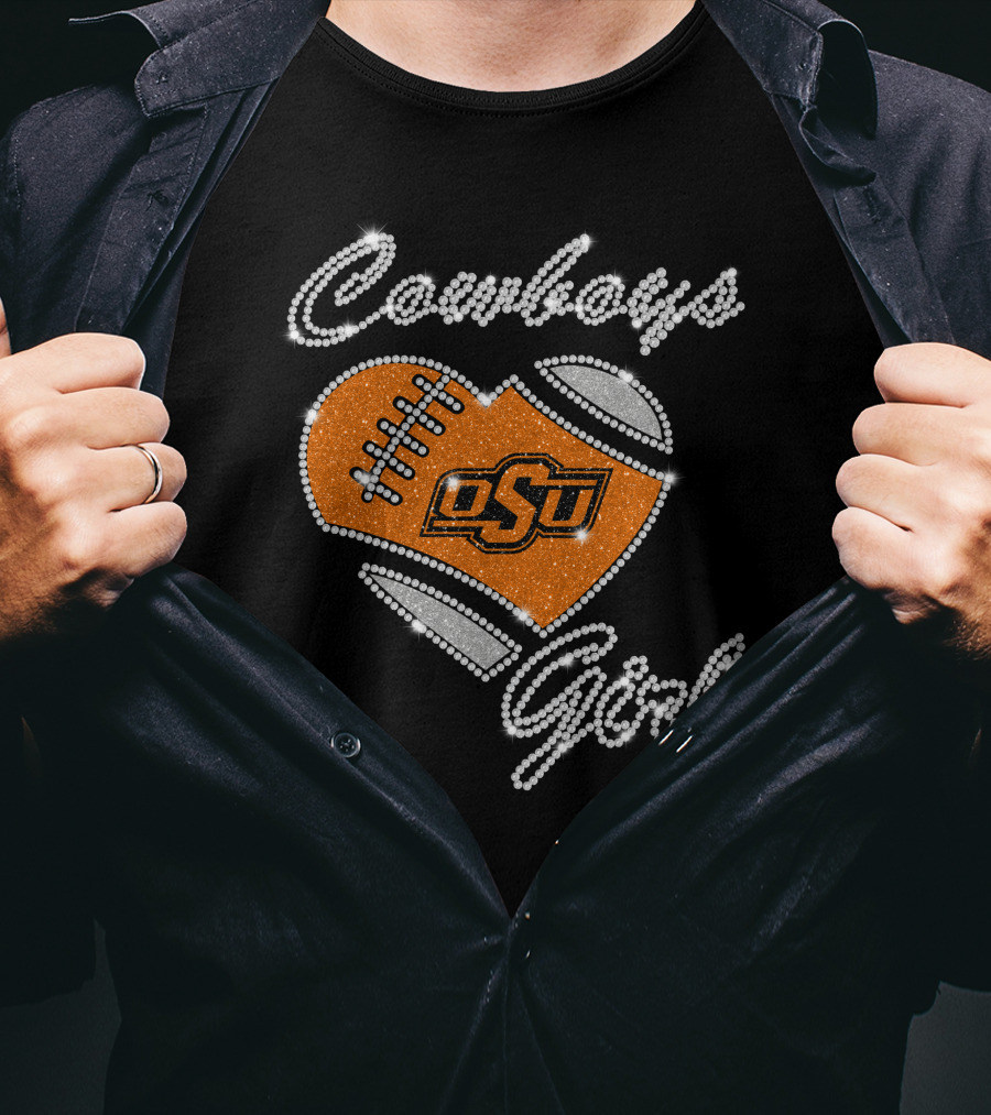 Cowboys Girl Osu Oklahoma State Football Heart T-Shirt