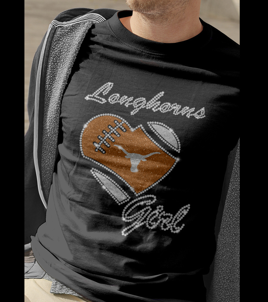 Longhorns Girl Heart Football Texas Longhorns T-Shirt