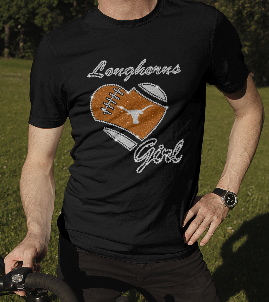Longhorns Girl Heart Football Texas Longhorns T-Shirt