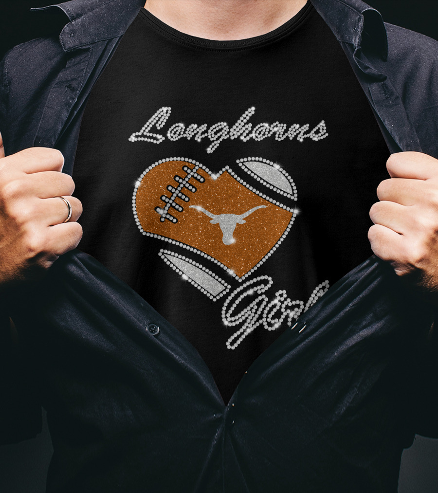 Longhorns Girl Heart Football Texas Longhorns T-Shirt