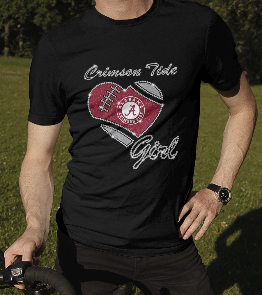 Crimson Tide Alabama Crimson Tide Girl Football Heart T-Shirt