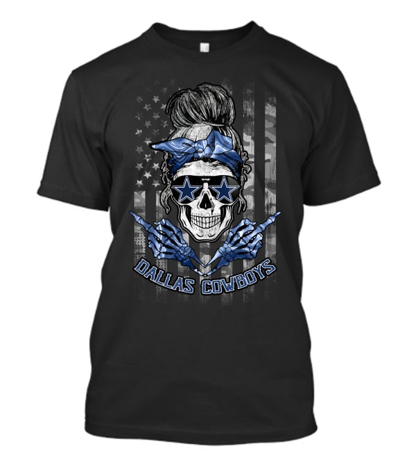 Dallas Cowboys Skull Girl Stars And Stripes Bandana T-Shirt