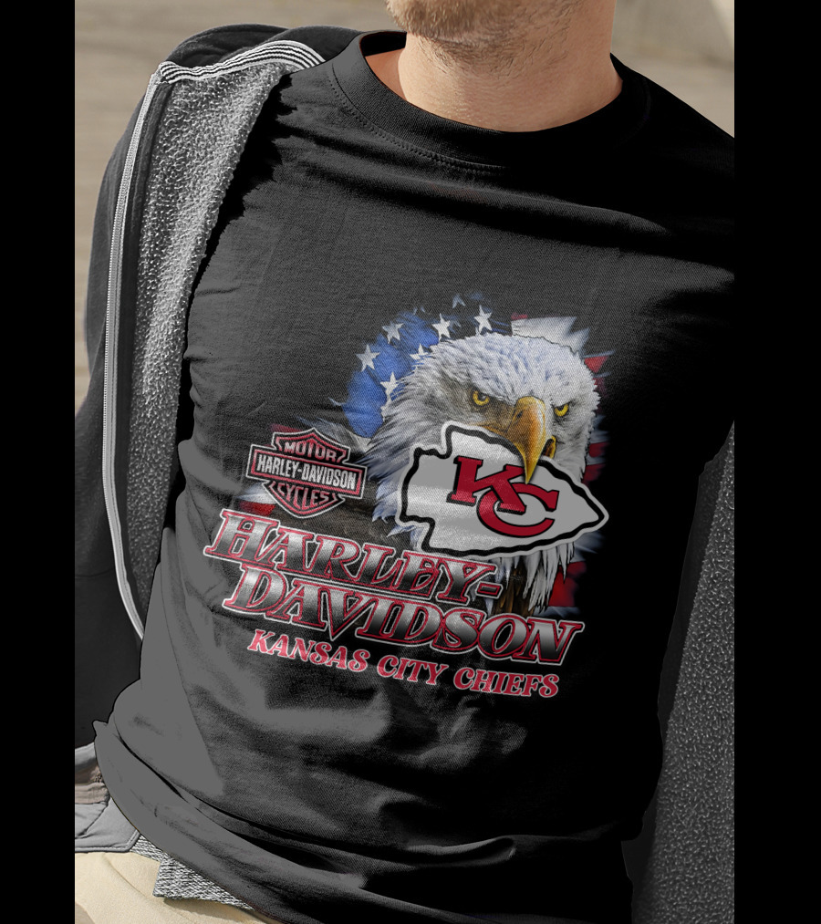 Harley Davidson Kansas City Chiefs Eagle Motorcycle Cycles T-Shirt