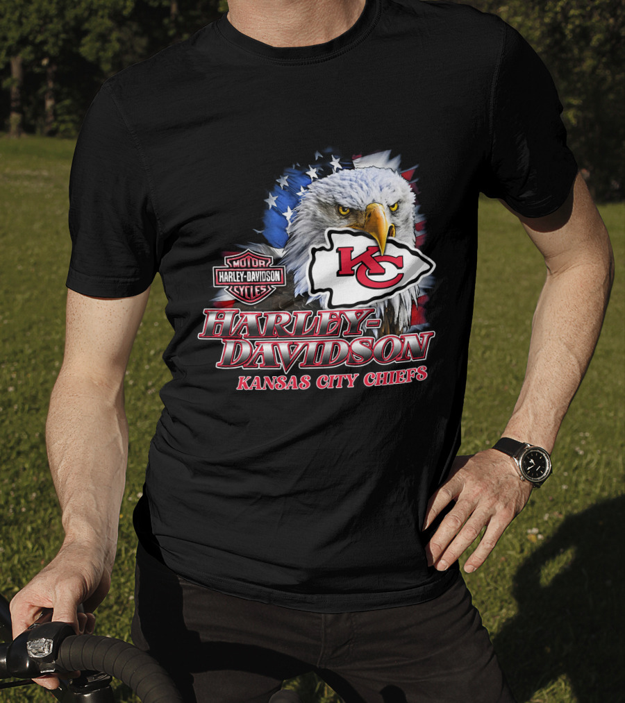 Harley Davidson Kansas City Chiefs Eagle Motorcycle Cycles T-Shirt