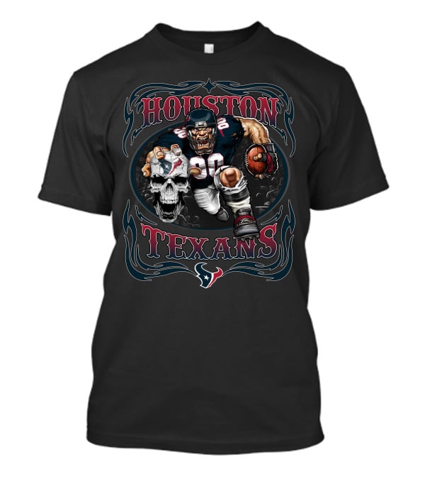 Houston Texans Football Player With Skull And Team T-Shirt