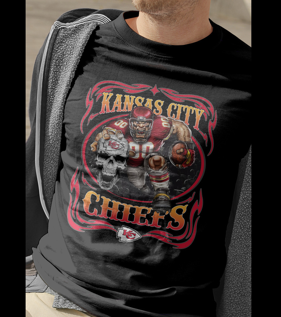 Kansas City Chiefs Skull Warrior Football Player T-Shirt