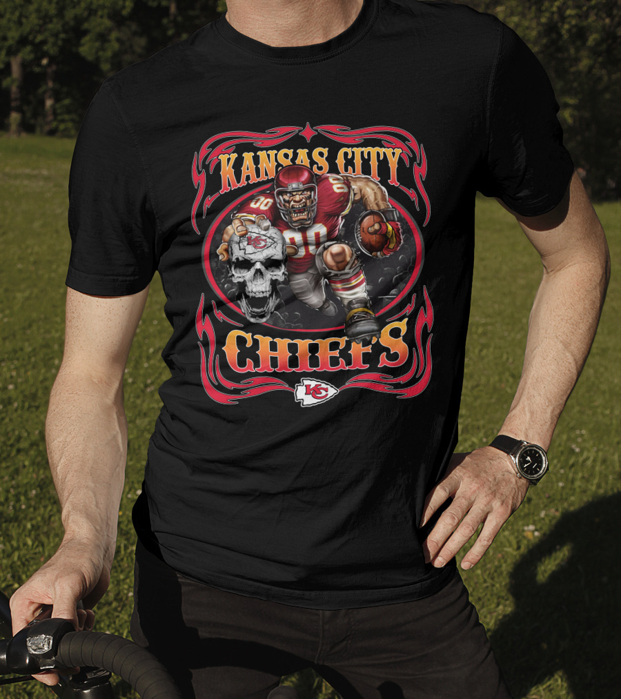 Kansas City Chiefs Skull Warrior Football Player T-Shirt