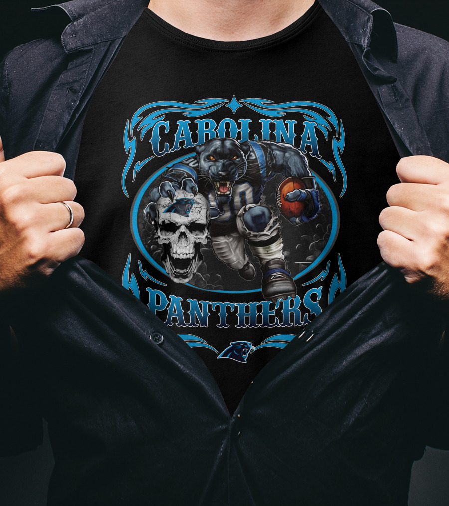 Carolina Panthers Football Panther Skull T-Shirt