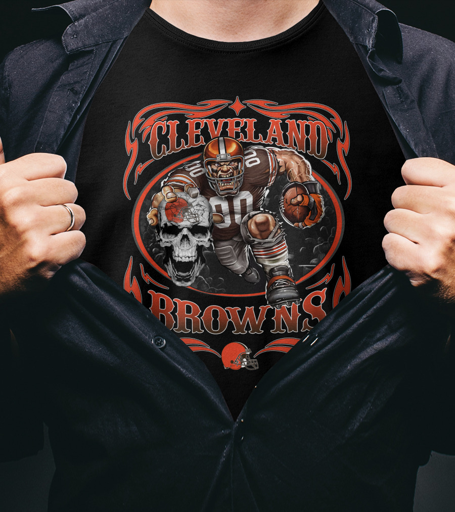 Cleveland Browns Football Player Skull Helmet T-Shirt