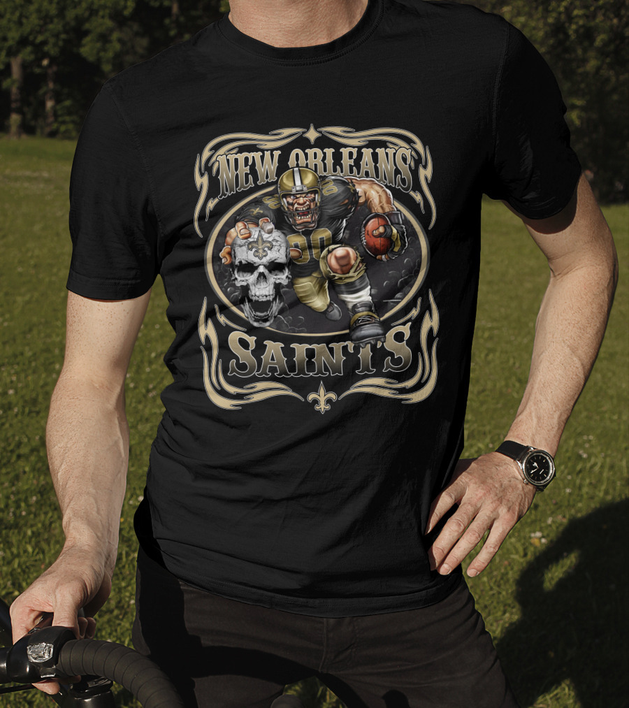 New Orleans Saints Football Skull And Player T-Shirt