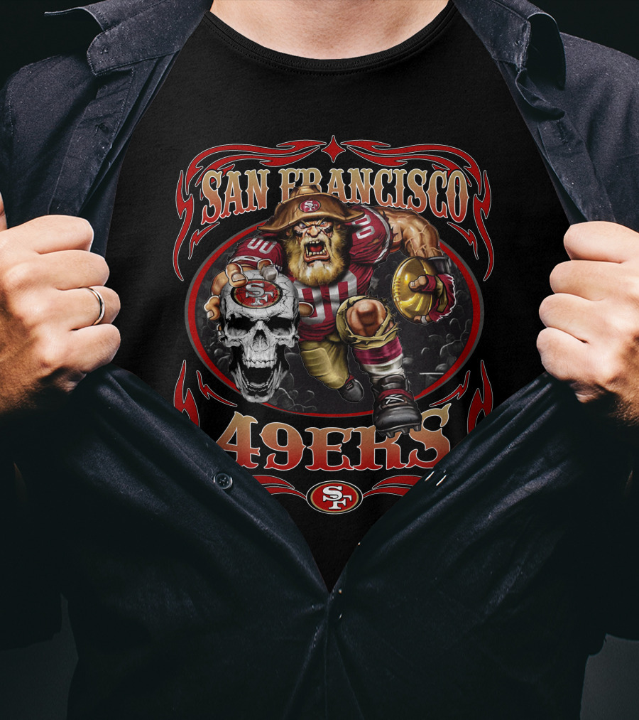 San Francisco 49ers Fierce Warrior Logo Football Theme T-Shirt