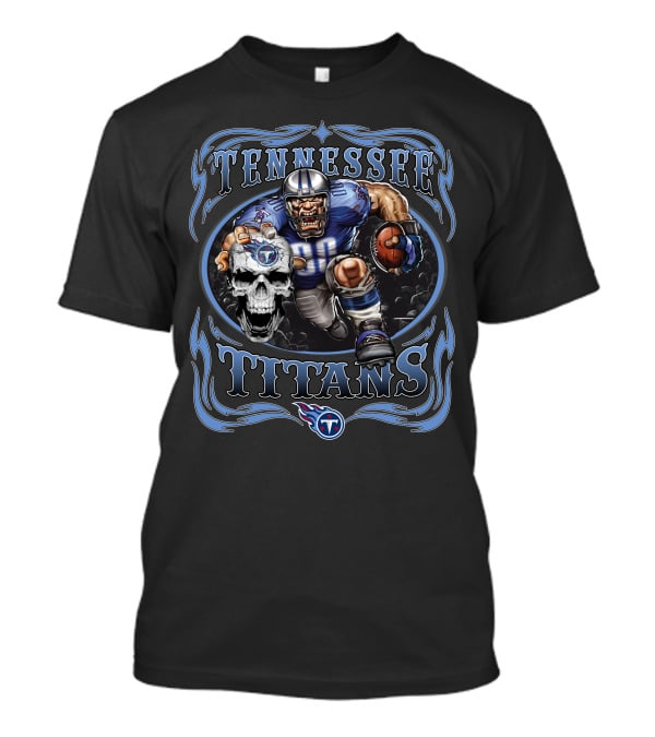 Tennessee Titans Football Warrior With Skull And Team T-Shirt
